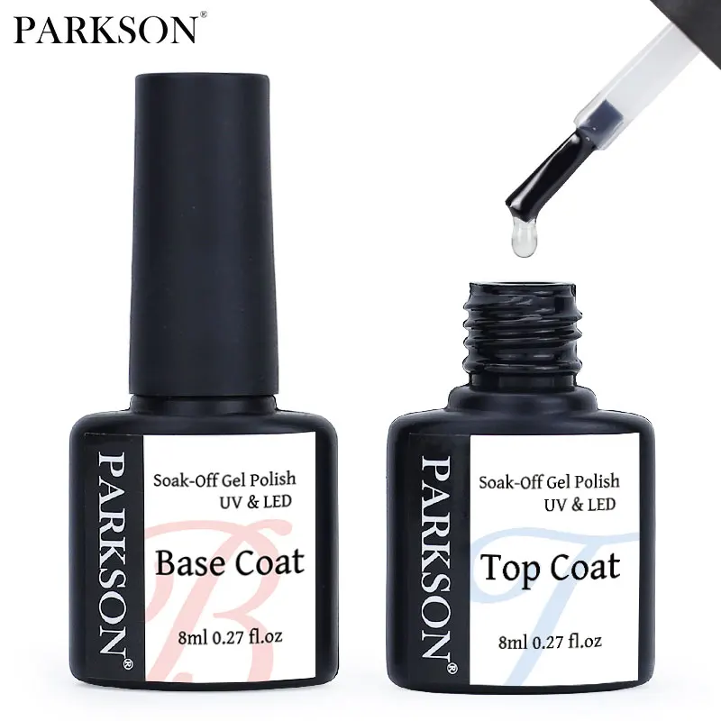 Parkson 닦지 않는 탑 베이스 코트 네일 젤 광택 디자인 인핸서 바니시, 반영구 흡수, UV LED 네일 아트 도구