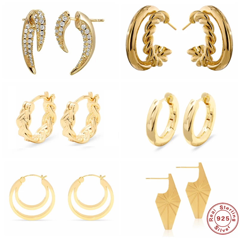 

Женские серьги-кольца из серебра 925 пробы, с заклепками