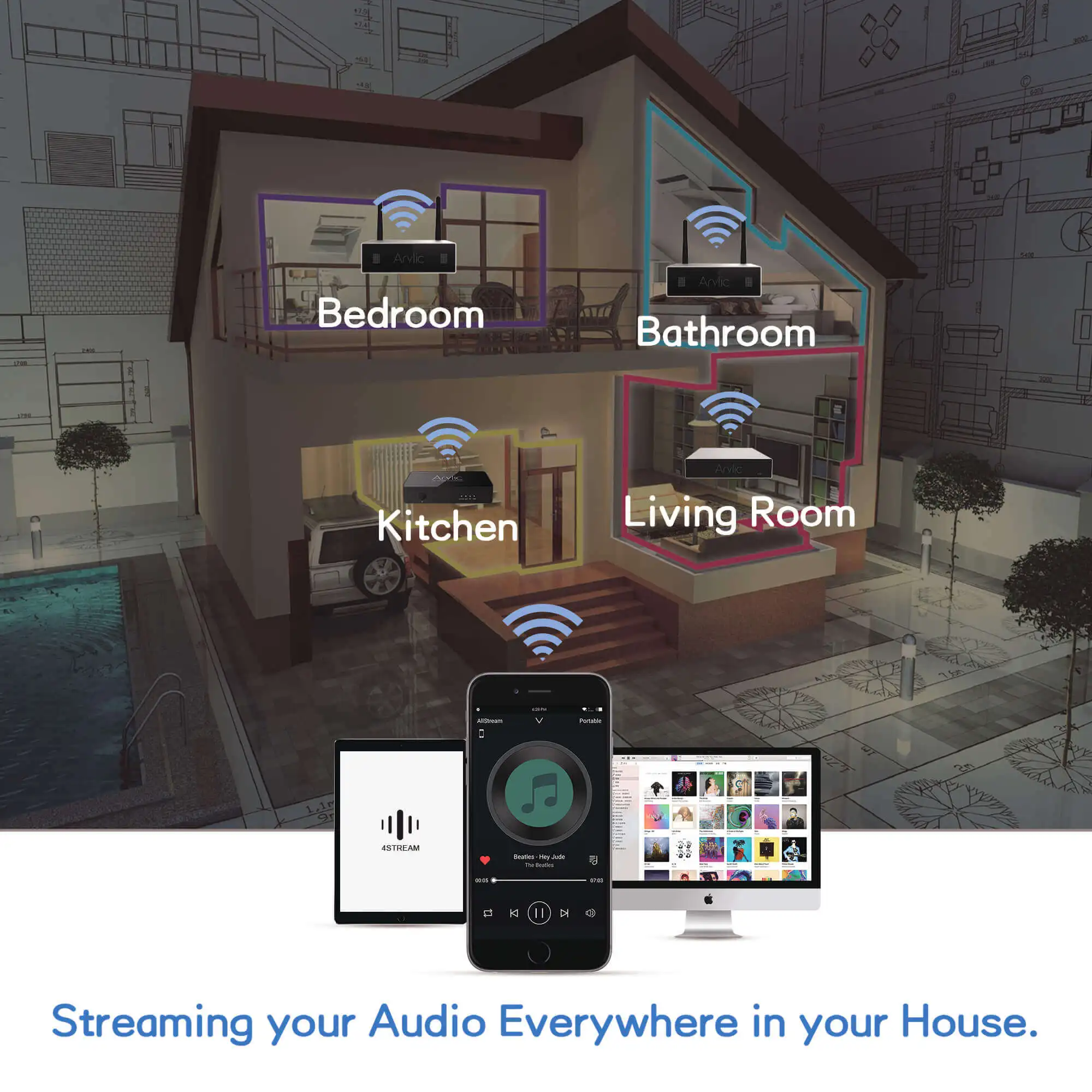 Домашний мини-усилитель Arylic A30 Wi-Fi и Bluetooth 5 0 Hi-Fi стерео класс D цифровой мультирум с
