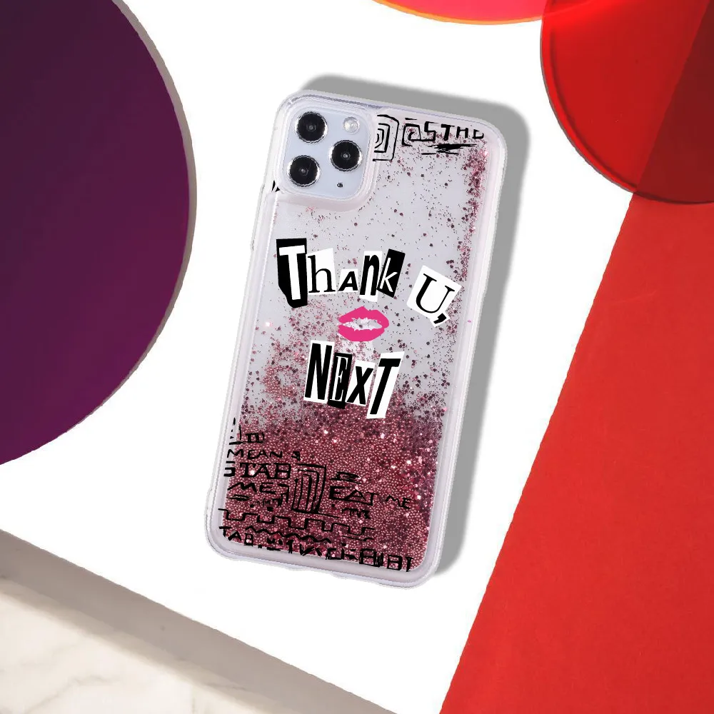 

Pop Star Ariana grande Thank U Next Sparkle Liquid Real Glitter Phone Case Cover for iPhone 11 X XS XR Max Pro 7 8 7Plus 8Plus 6