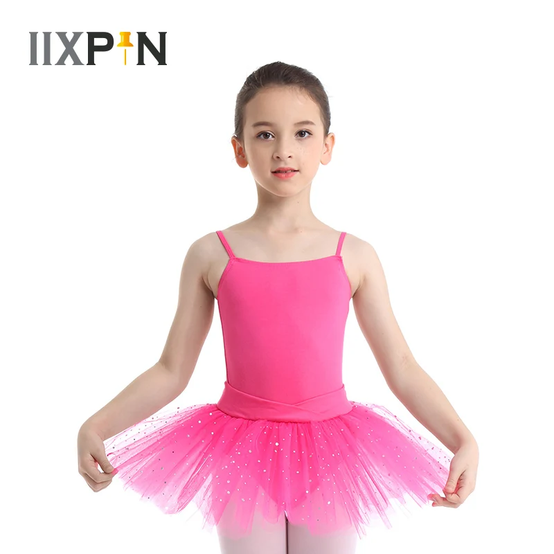 Детское балетное платье-пачка для девочек Блестящий тюль без рукавов трико