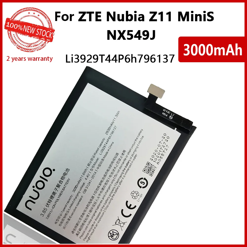 100% Оригинальный аккумулятор 3000 мАч Li3929T44P6h796137 для ZTE Nubia Z11 Mini S Z17 MiniS NX549 NX549J NX569 NX569J