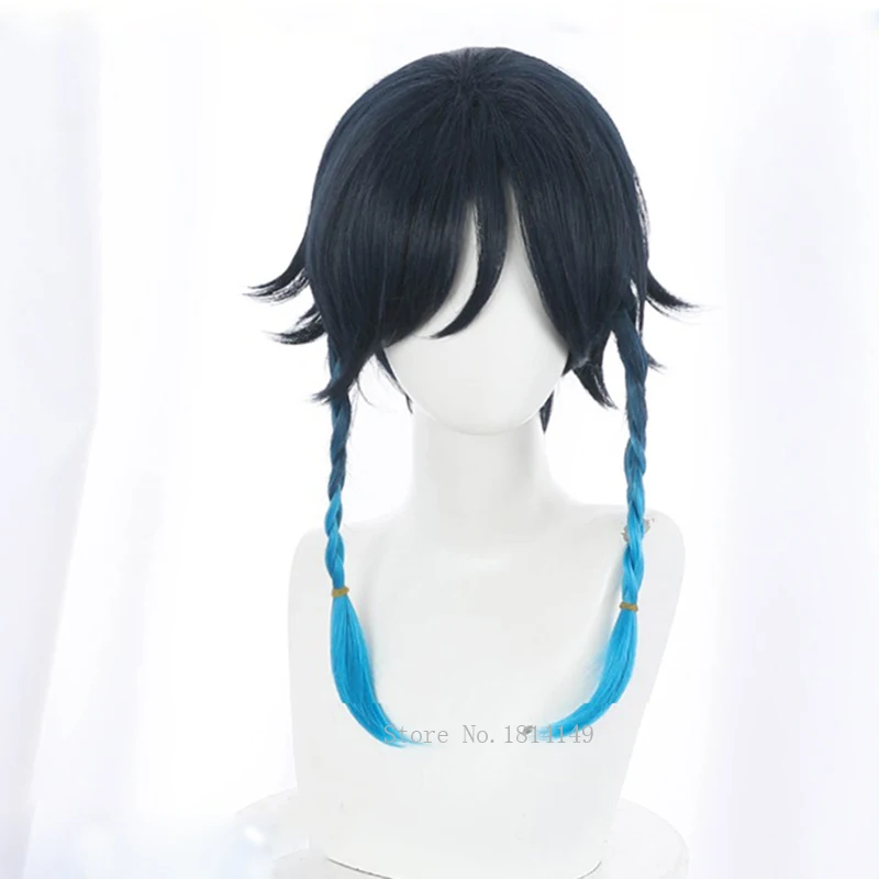 

Genshin воздействия Venti Косплэй парик Косплэй аниме синяя тесьма парики синтетический термостойкий парик волос парики + парик Кепки