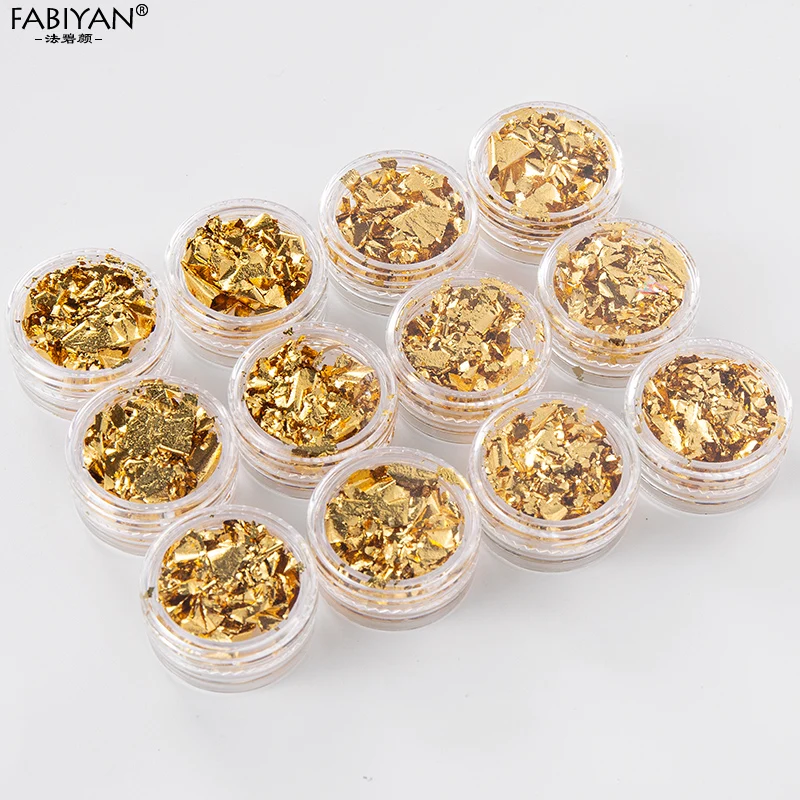 Nail Art Foil DIY Sticker Decal Decoration Irregular Glitter Manicure UV Gel Polish Tool Gold Silver Copper Colorul 3/12 Pcs Set | Красота и
