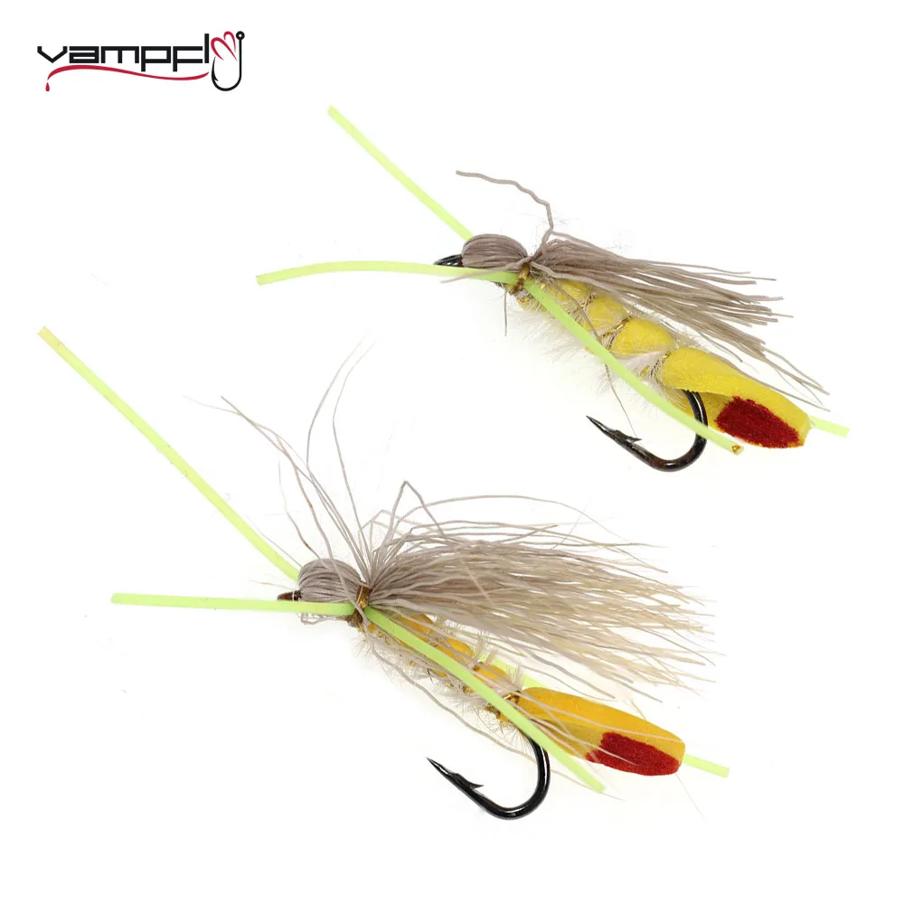 

Vampfly 6pcs 10# Yellow Hopper Madam Dry Fly Baits Artificial Insect Lure For BrownTrout Raibow Trout Cutthroat Trout Fishing