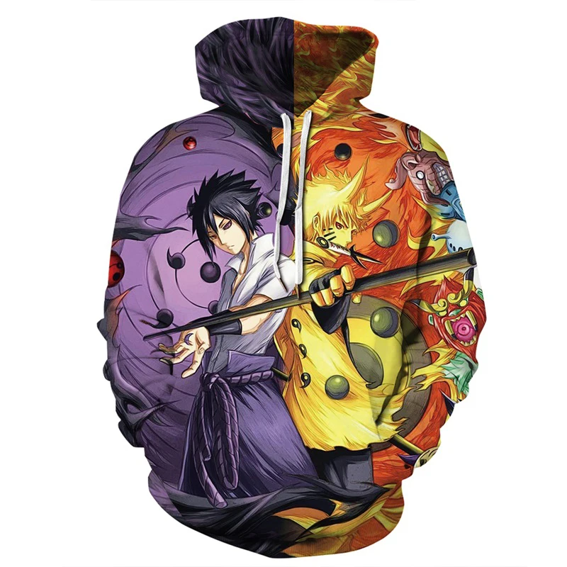 2019 UZUMAKI Наруто и Учиха Саске Полный 3D печатных мужские толстовки с капюшоном