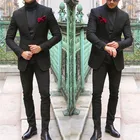 Классический черный мужской костюм из двух предметов, свадебные смокинги на заказ, облегающая Мужская официальная одежда (пиджак + брюки)