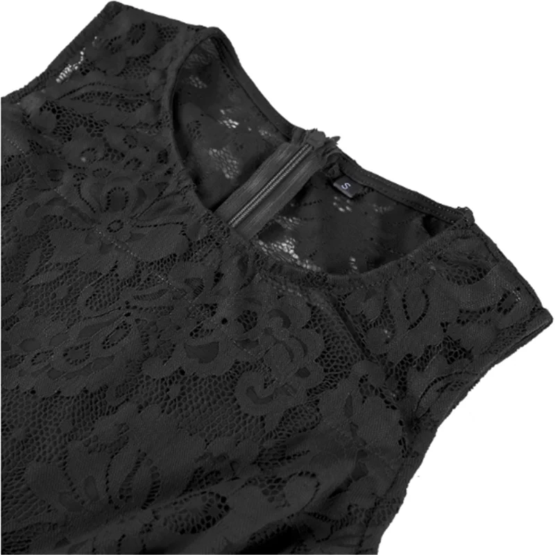 

Women's Summer New Arrival Round Neck Sleeveless High And Low Lace Dress Fashion Temperament Comfortable Soft Solid Color Dress