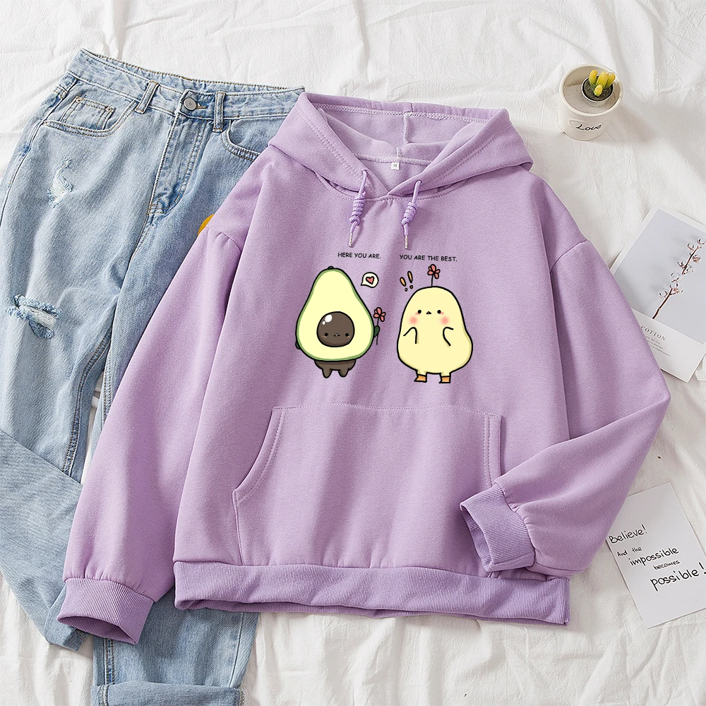 

Winter High Quality Women Clothes Long Sleeve Women Hoodie Friengs Avocado Drawing Sweatshirt Harajuku Kawaii Hoodies Streetwear
