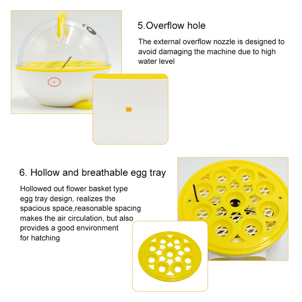 

9 Eggs Incubator Automatic Temperature Brooder Chicken Duck Bird Egg Hatcher Farm Poultry Hatchery Machine Mini Egg Incubator