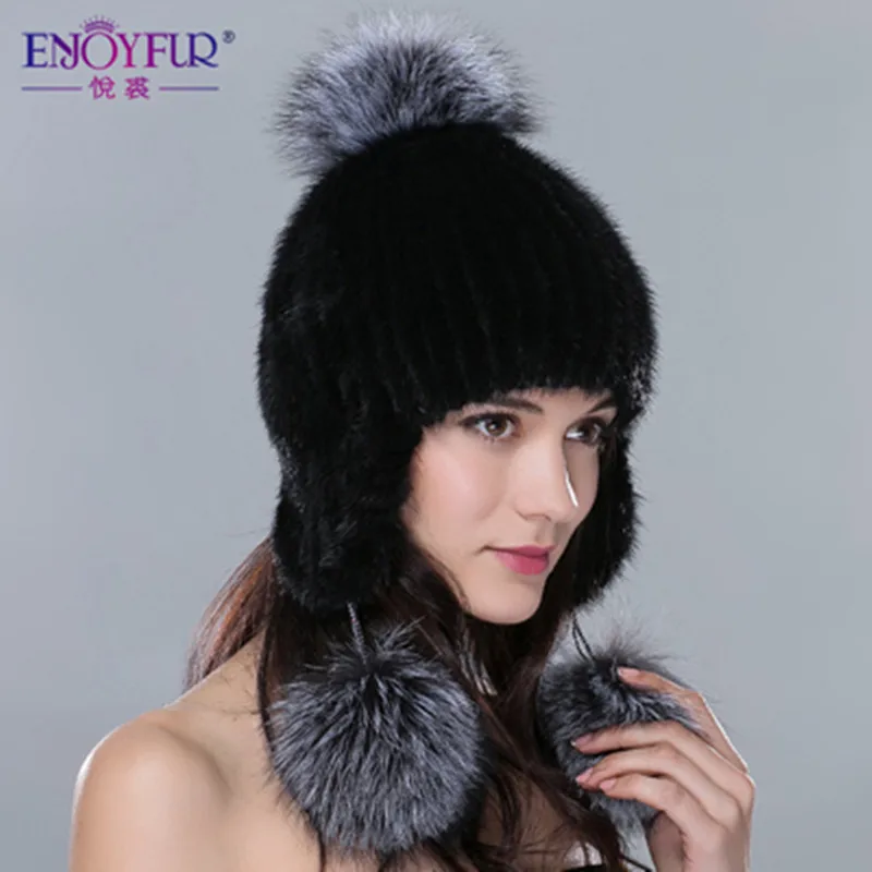 Шапка бини из натурального меха норки с помпоном|cap child|cap organizerhat cap scarf |