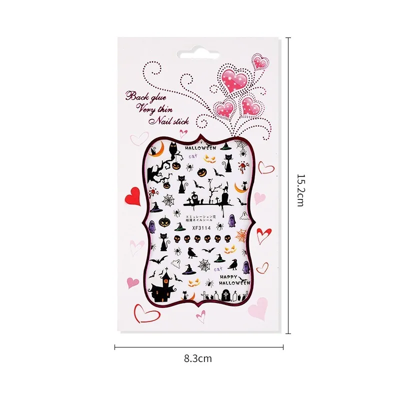 

1pcs Halloween Self-adhesive nail Stickers Skull Bone Pumpkin Lantern Skeleton Spider Vampire Slider Accessories Nail Decoration