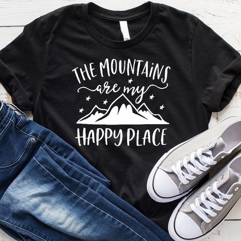 Женская футболка с графическим принтом Happy Place Повседневная летняя изображением