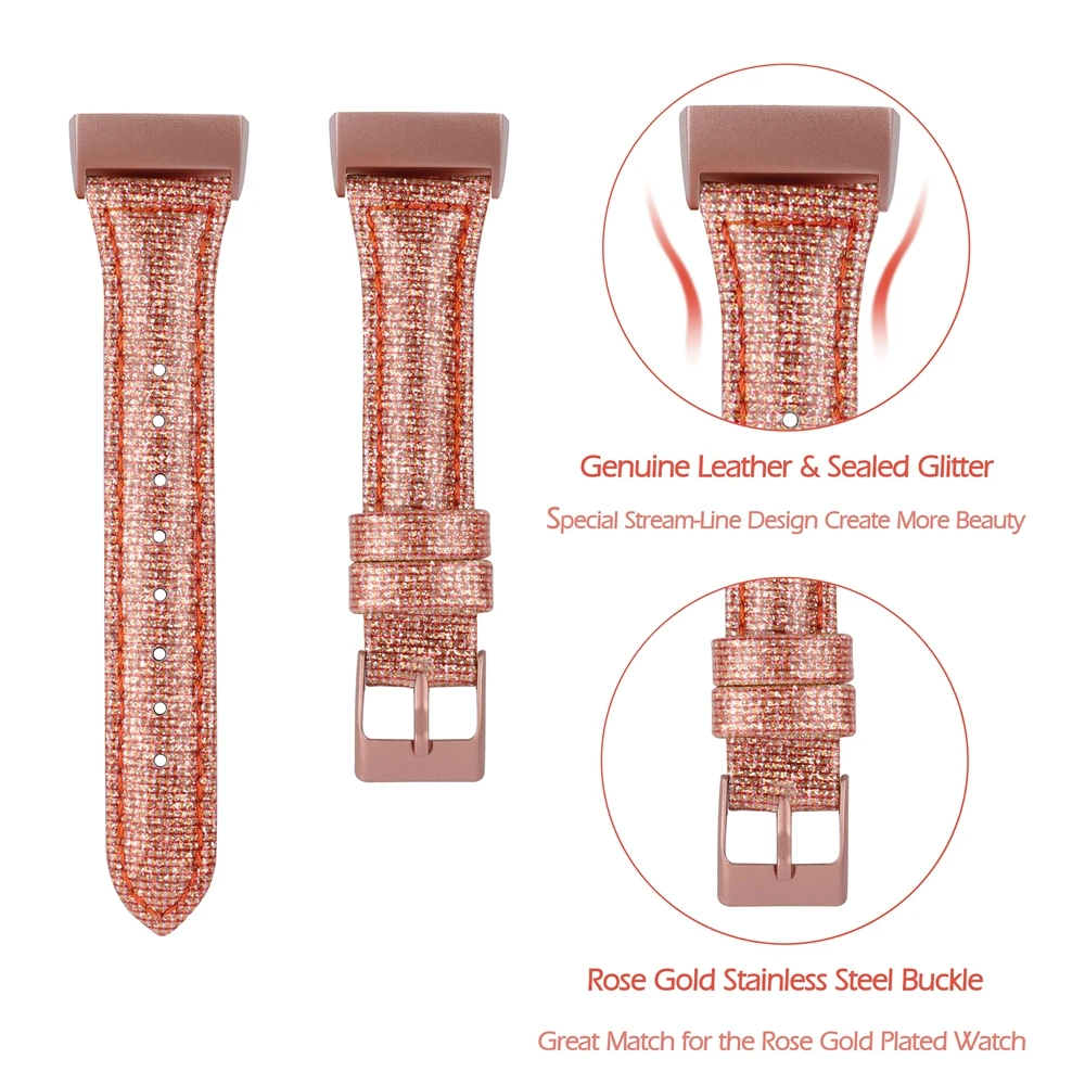 

Replacement Strap For Fitbit Charge 3 Bands Shining Leather Band Smart Fitness Watch Sport Straps for Charge 3 Special Edition