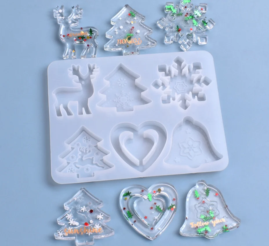 

Epoxy Resin Candle Mold Craft Souvenir Christmas Tree Heart Snowflakes Deer Bell Elk DIY Silicone Decorative Accessory