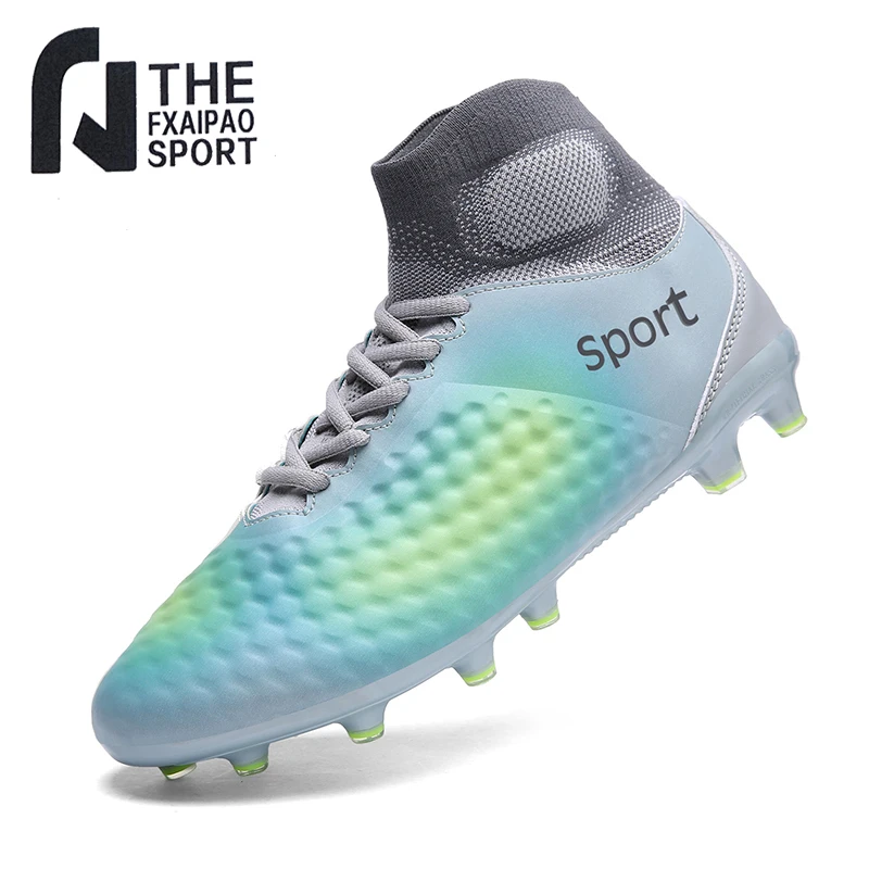 

High Ankle Cleats Men's Soccer Shoes Teenager Antiskid Grass Training Football Boots FG/TF Kids Breathable Soft Outdoor Sneakers