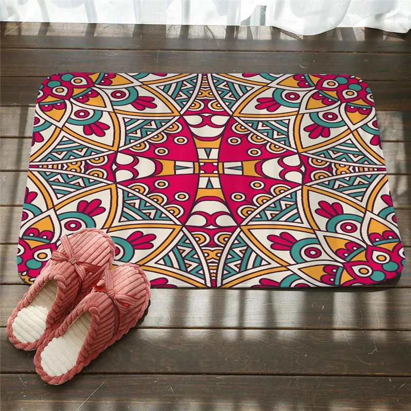 Напольная дверь фланелевые коврики цветные цветочные Мандала противоскользящие
