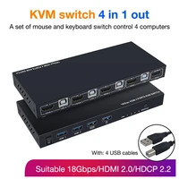 4k 60hz ultra 3840 2160 hd 4 input 1 output kvm switch metal case screen switcher shared keyboard and mouse am kvm401 hot sale