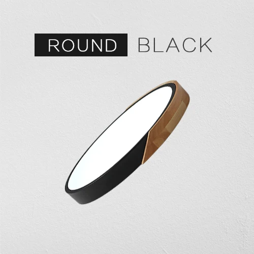 Black Round Современный светодиодный потолочный светильник, ультра тонкий поверхностный монтируемый светильник, приспособление для спальни, холла, деревянная кухонная лампа для домашнего декора, пульт дистанционного управления - Цвет корпуса: Black Round