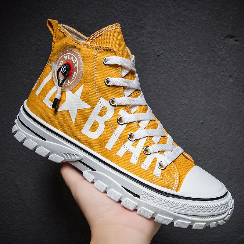 2019 New Men Shoes Fashion Sneakers Canvas Oxfords Breathable High-top Lace-up Casual Platform Plus Size 39-44 | Обувь