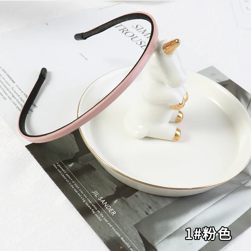 Обруч для волос из ПУ кожи Женский винтажный простой тонкий однотонный ободок