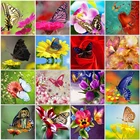 5D квадратная Алмазная вышивка сделай сам, изображения цветов и бабочек стразы, алмазная Круглая Мозаика в подарок