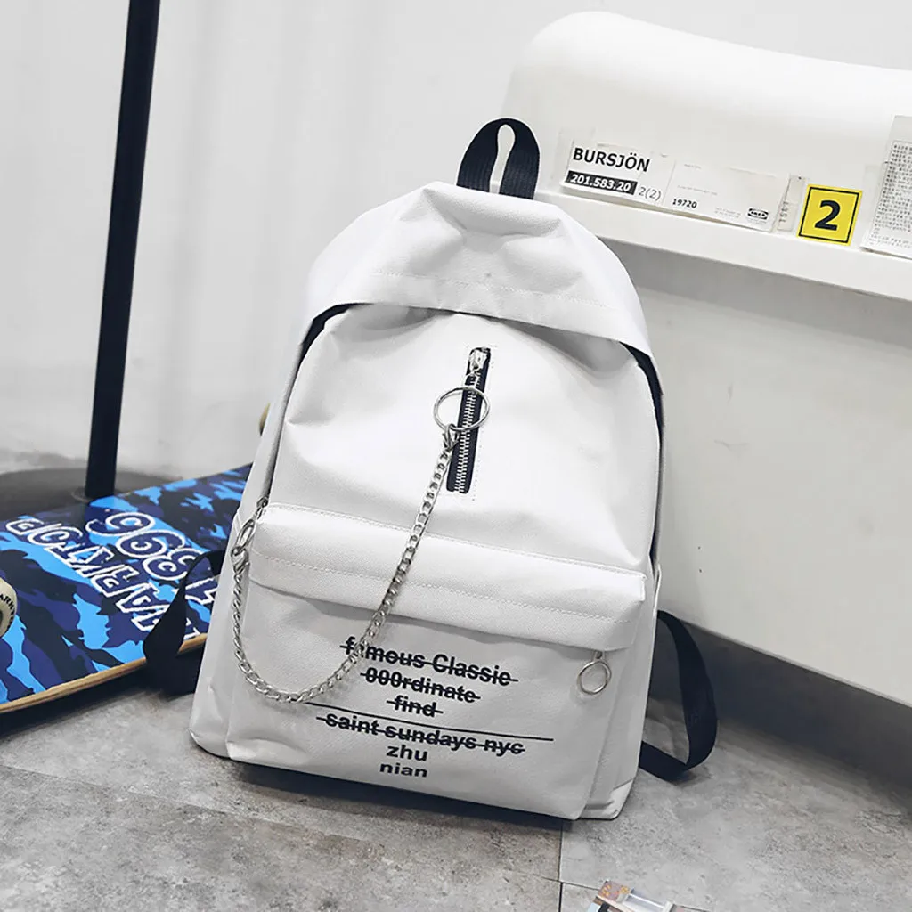 Женский рюкзак на молнии #35 с буквенным принтом универсальная модная Холщовая