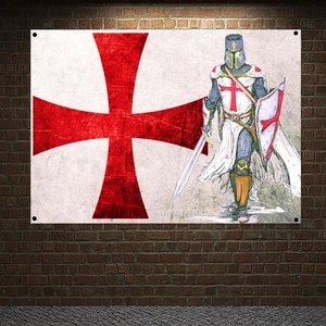 Military Art Crusaders Posters Knights Templar Banners Flag Wall Art Home Decor Wall Hanging Ornaments Mural HD Wallpapers T4