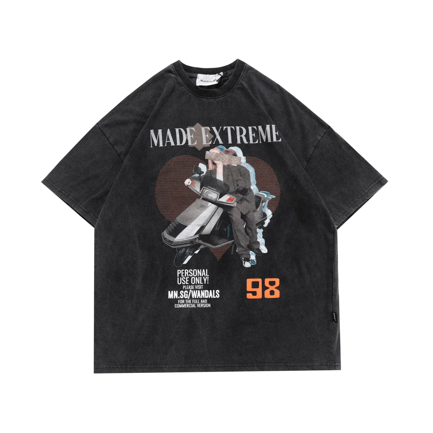 

Men T Shirt Harajuku Retro Hip Hop Motorcycle Washed Streetwear Tshirt New Oversize 100% Cotton Tops Tees Male Couple T-Shirt