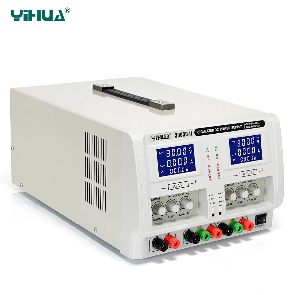YIHUA 3005D-II DC источник питания регулируемый лабораторный двухканальный тройной выход 30 в 5A Регулируемый источник питания регуляторы напряжения