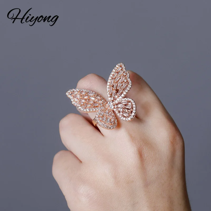 Открытые Регулируемые кольца Hiyong в стиле хип-хоп с инкрустацией из циркония