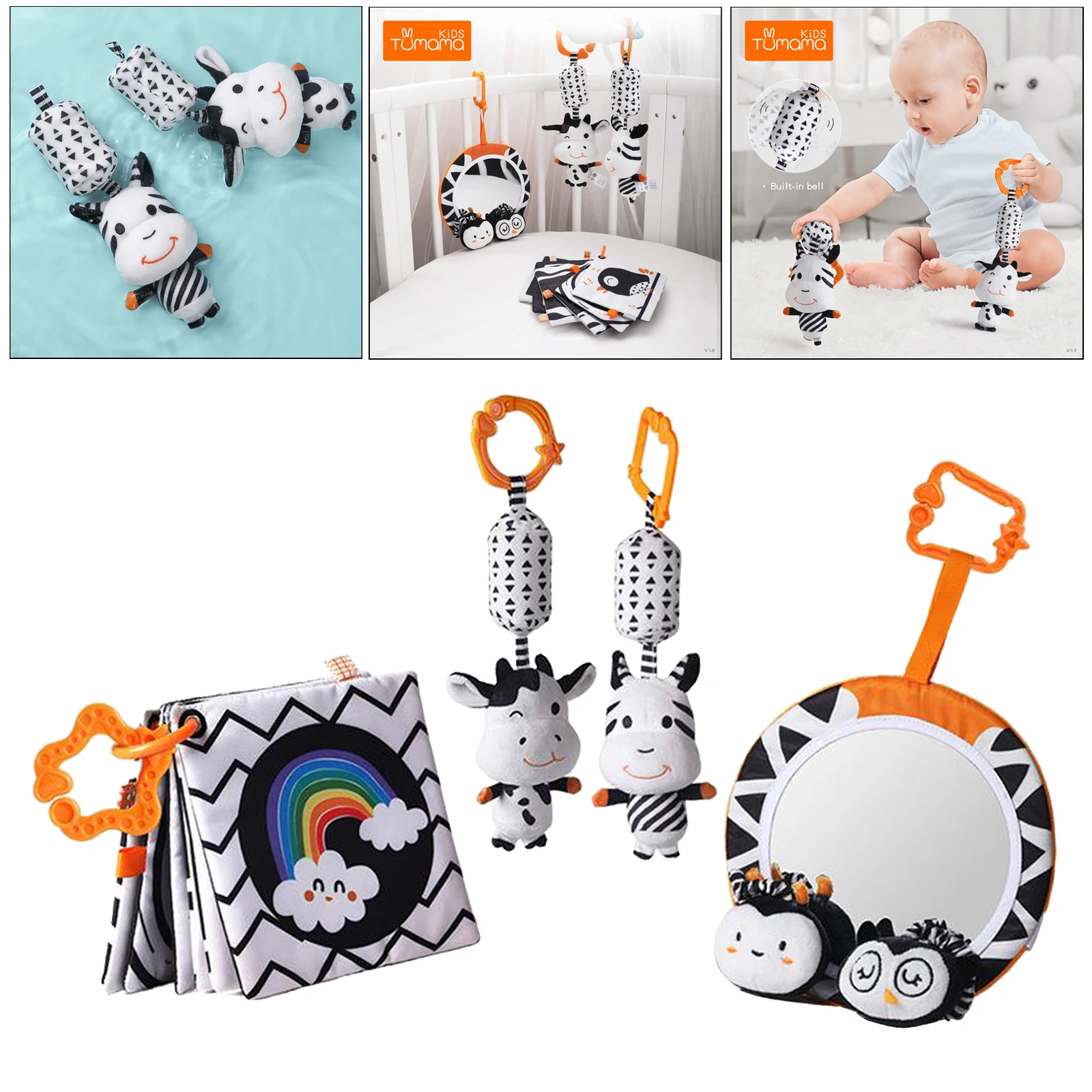 

Toys Infant Soft Plush Rattle Cloth Book Hanging Stroller Toys