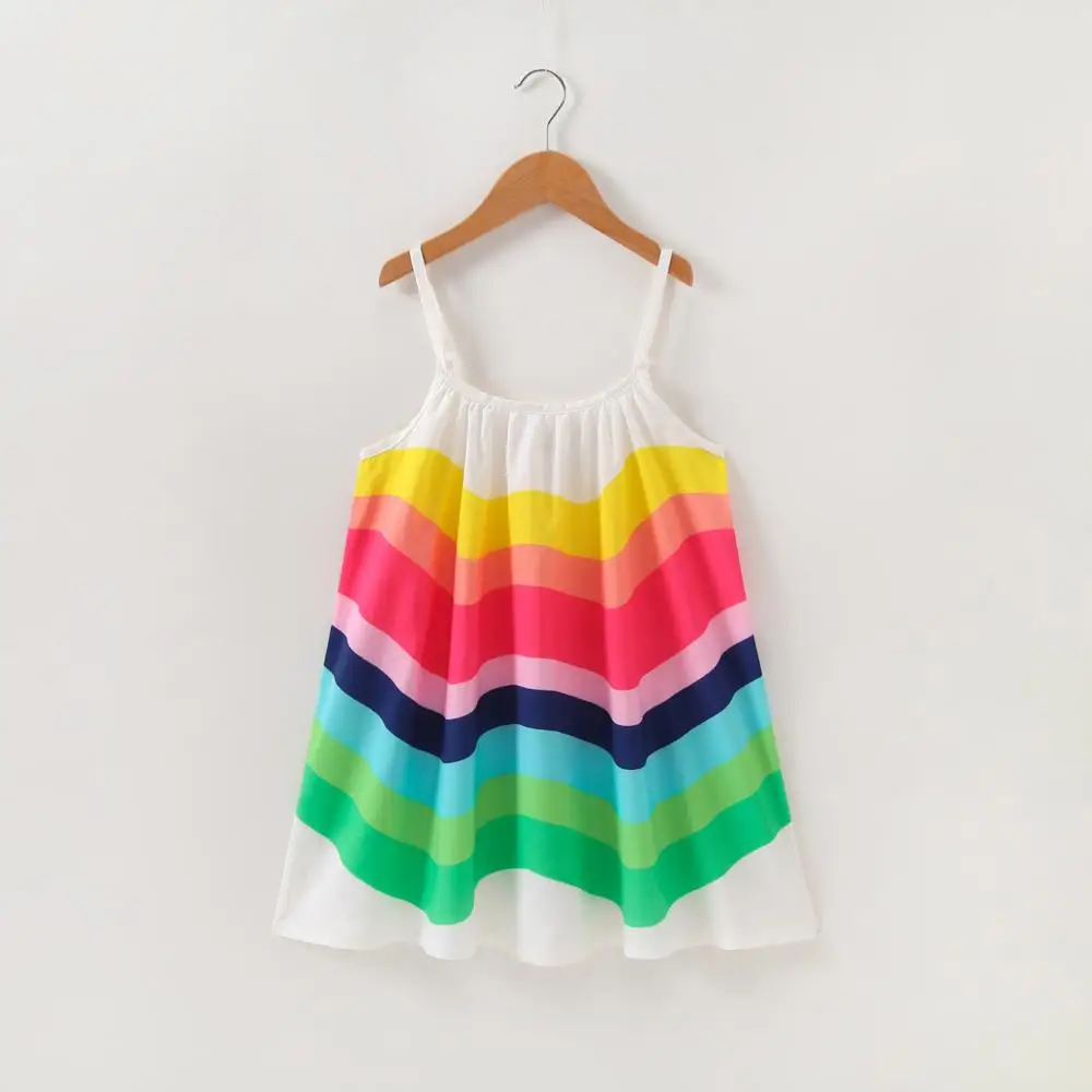 Summer New Girls Dresses Rainbow Sleeveless Princess Dress Baby Girl Christmas Clothes Kids Casual Beach Knee-Length 2020 | Детская