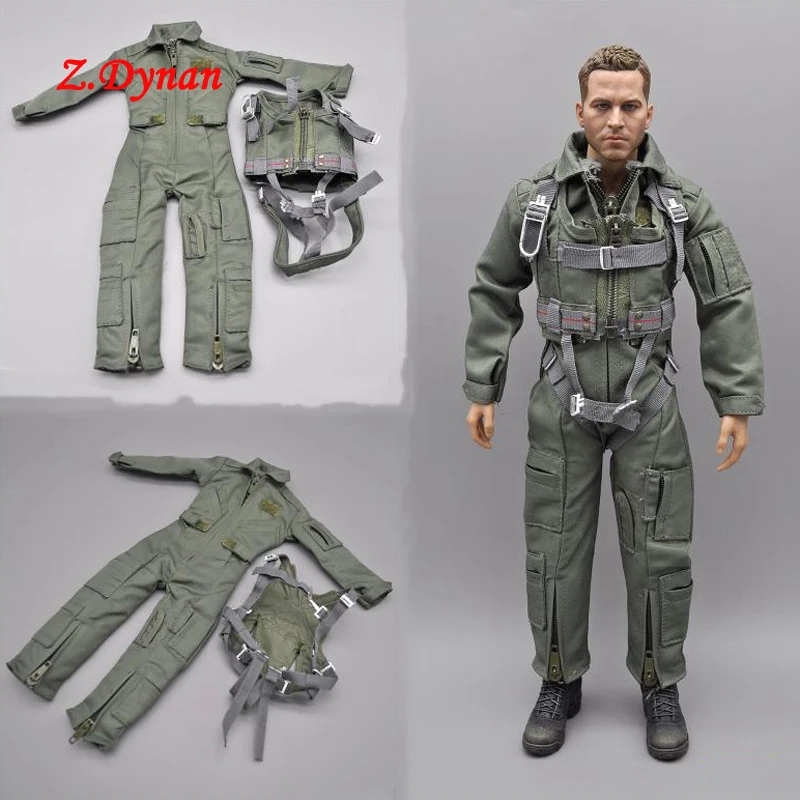 

1/6 American Male Soldier U.S. Air Army Green Pilot Jumpsuit military bulletproof vest for 12 inch TBLeague Figure Jiaou doll