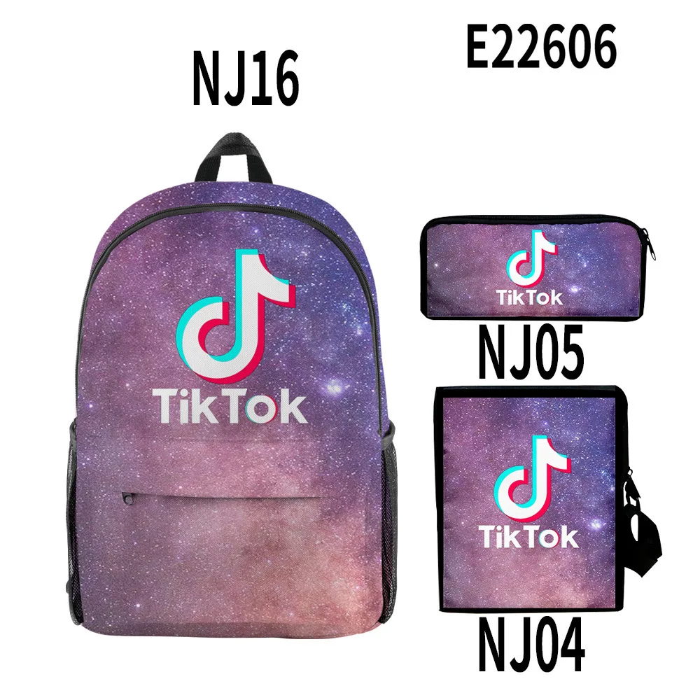 

3pcs/set Tik Tok Starry sky Backpack School-Bags For Teenager Boys Girls Bagpack Women Men Video APP Logo Backpacks Kids Gifts