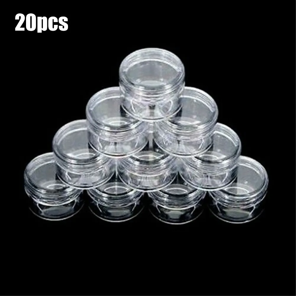 

20Pcs Travel Empty Plastic Cosmetic Makeup Jar Pots Transparent Sample Bottles Eyeshadow Cream Lip Balm Container