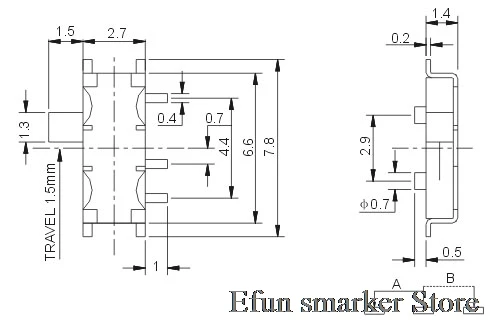 20 шт. 7-контактный мини-переключатель слайда ВКЛ-ВЫКЛ 2-позиционный микро слайд
