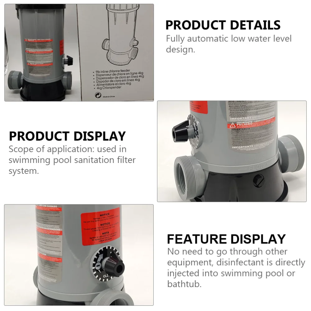

Automatic In-Line Chlorine Feeder Automatic Chlorinator for Swimming Pool Spa