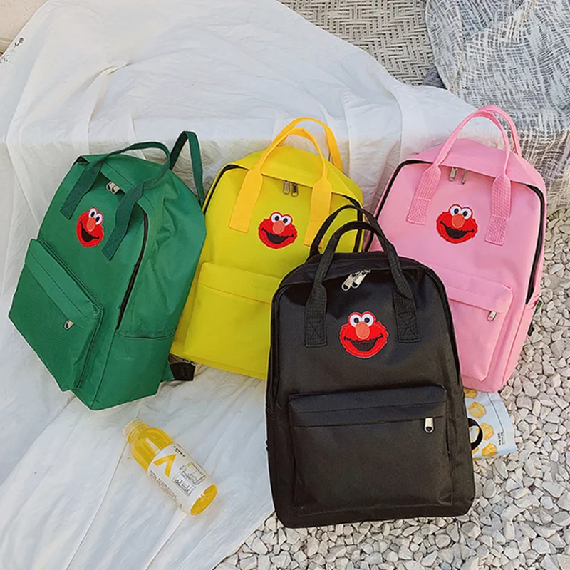 

2021 Sesame Street Backpack Pink Cartoon Anime Classic Backpack Bag Kids Students Black Schoolbag Girls College Laptop Bookbag