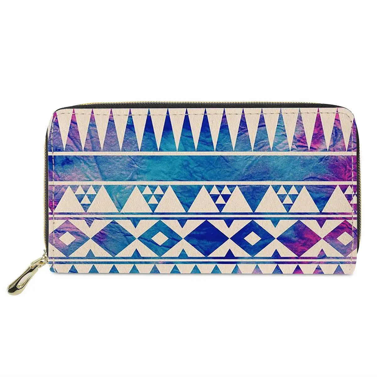 

Gradient Color Totem Pattern Teenager Girl Coin Purse Fashion Portable Ladies Id Card Case Clutch PU Long Purse