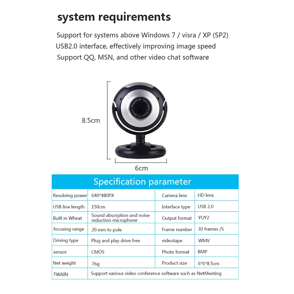 USB HD веб камера с микрофоном ночным видением для ПК ноутбука видеозвонков