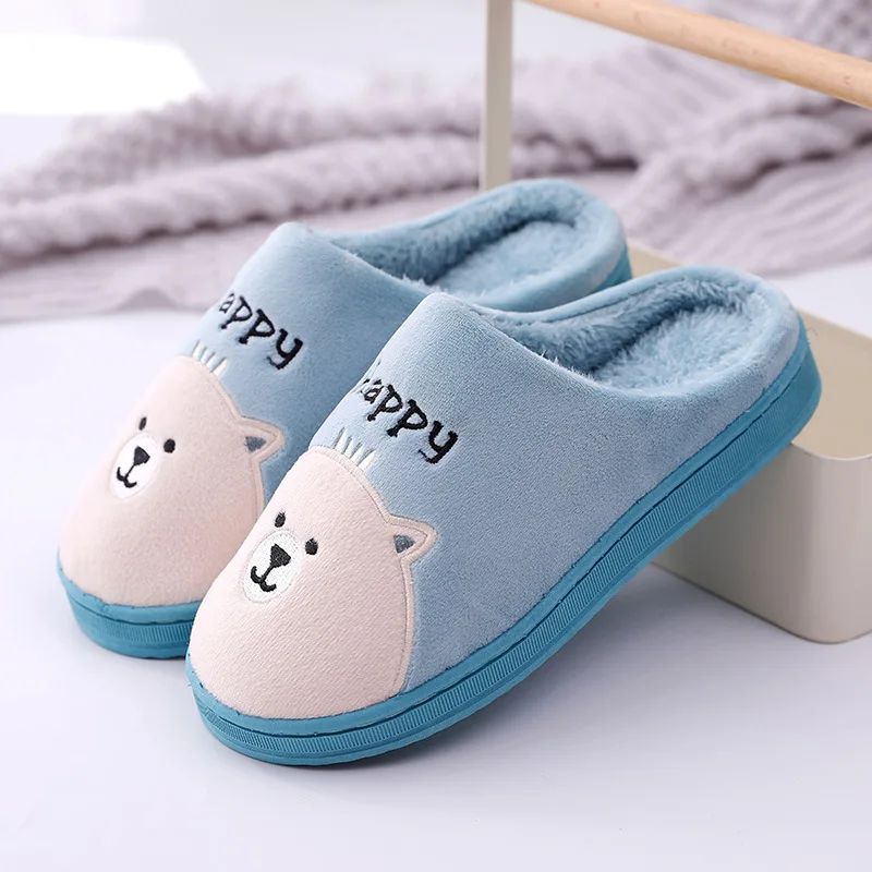 

Dropshipping Men Winter Home Slippers Cartoon Bear Shoes Soft Winter Warm House Slippers Indoor Bedroom Lovers Couples