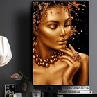 Сексуальная обнаженная африканская живопись черного и золотого цвета, картина маслом на холсте, плакаты и принты, Настенная картина для гостиной