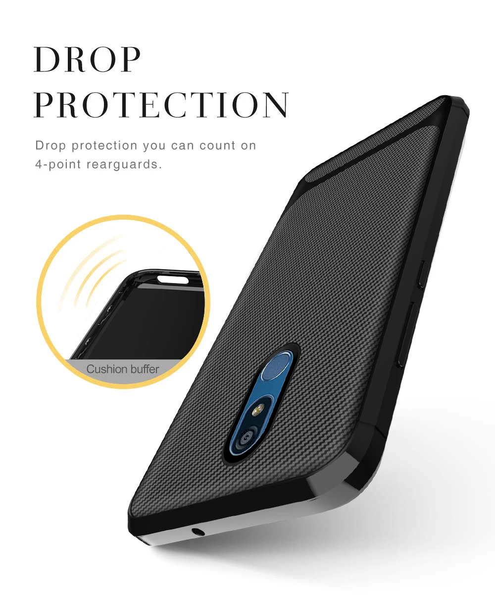 Чехол для телефона LG k 12 Plus K 40 stylo 5 из углеродного волокна ТПУ противоударный