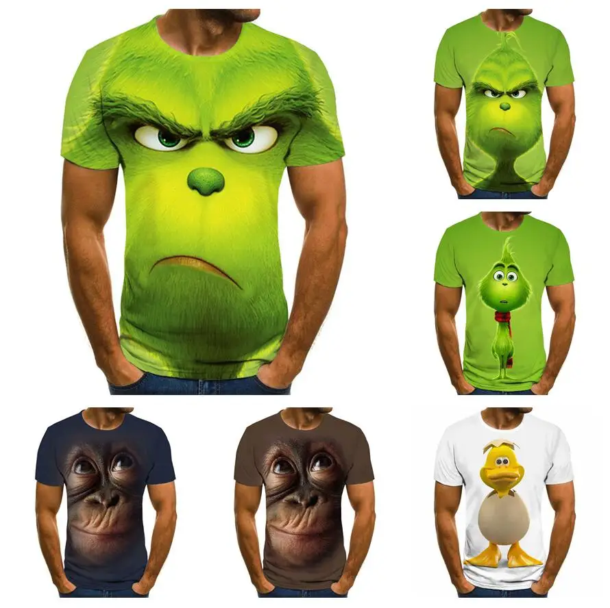 

2021 Summer New Men's 3D Printed Movie T- grinch Shirt T- shirt Top Fashion Cute Animal Pattern Fashion Clothing T- shirt