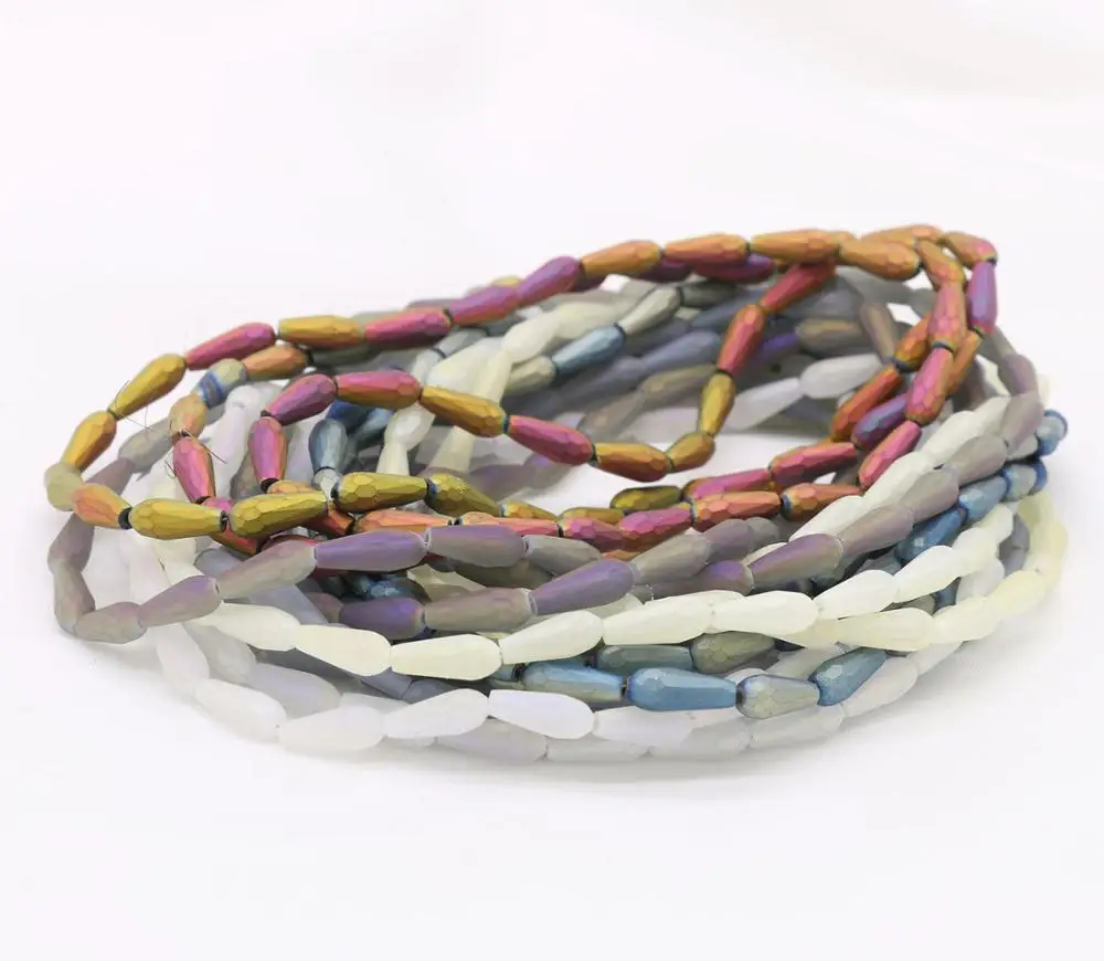 4*10 мм 70 шт. матовая Каплевидная форма красочная граненая стеклянная ваза с