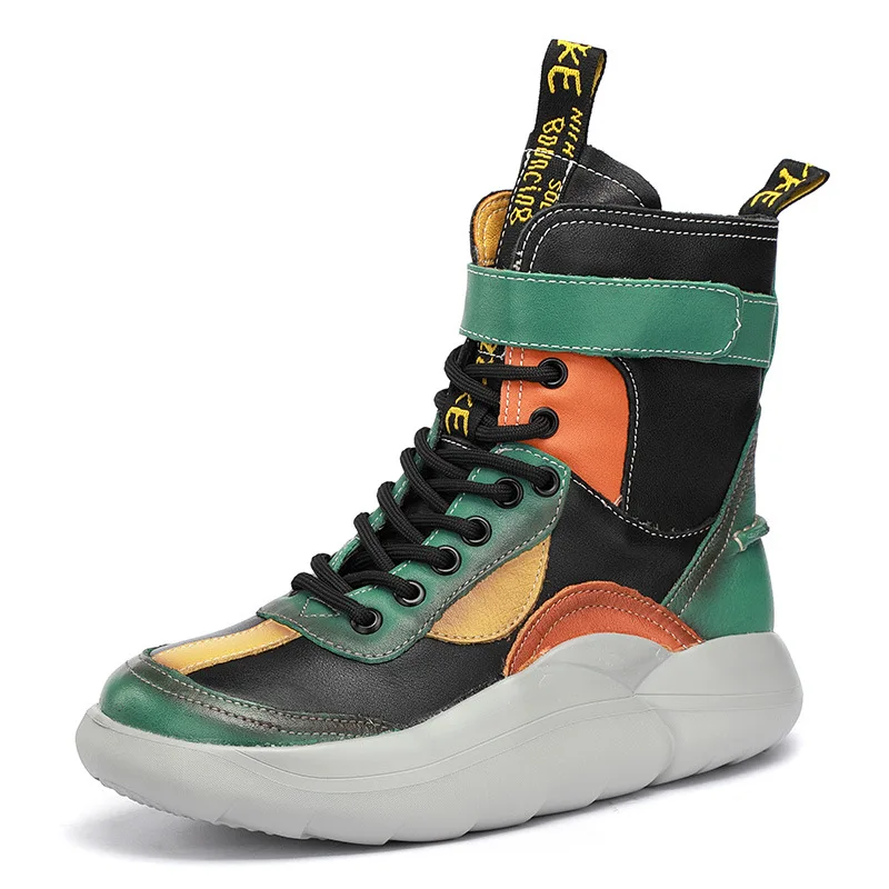 

YourSeason Spring Winter Boots Ladies Shoes Genuine Leather Zip Mixed Colors Round Toe 2022 Women Handmade Sewing Platform Shoes