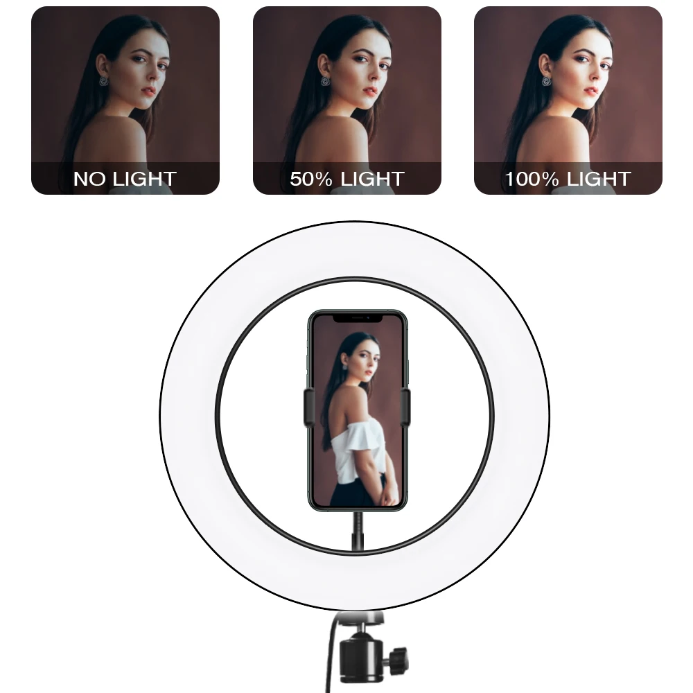 Диммируемая светодиодная кольцевая лампа Travor 10 дюймовый Настольный светильник с