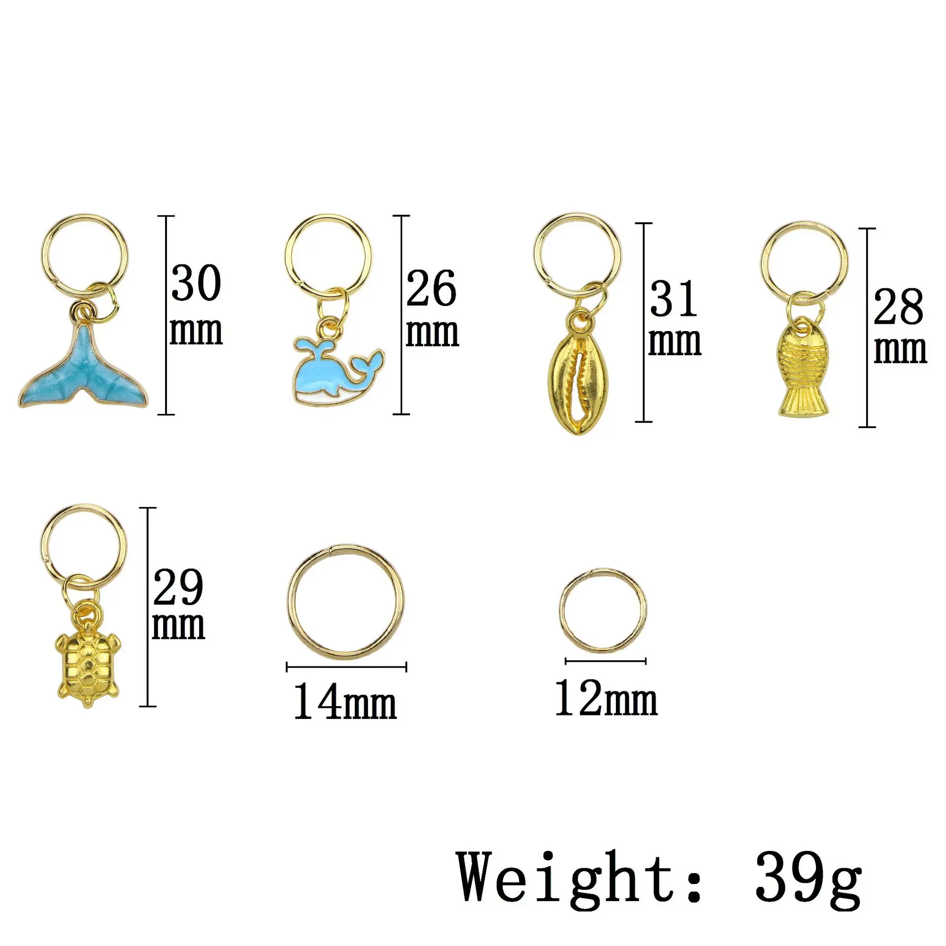 50 штук пакет Золото океан животное Дельфин кольцо для волос коса дреды из бисера