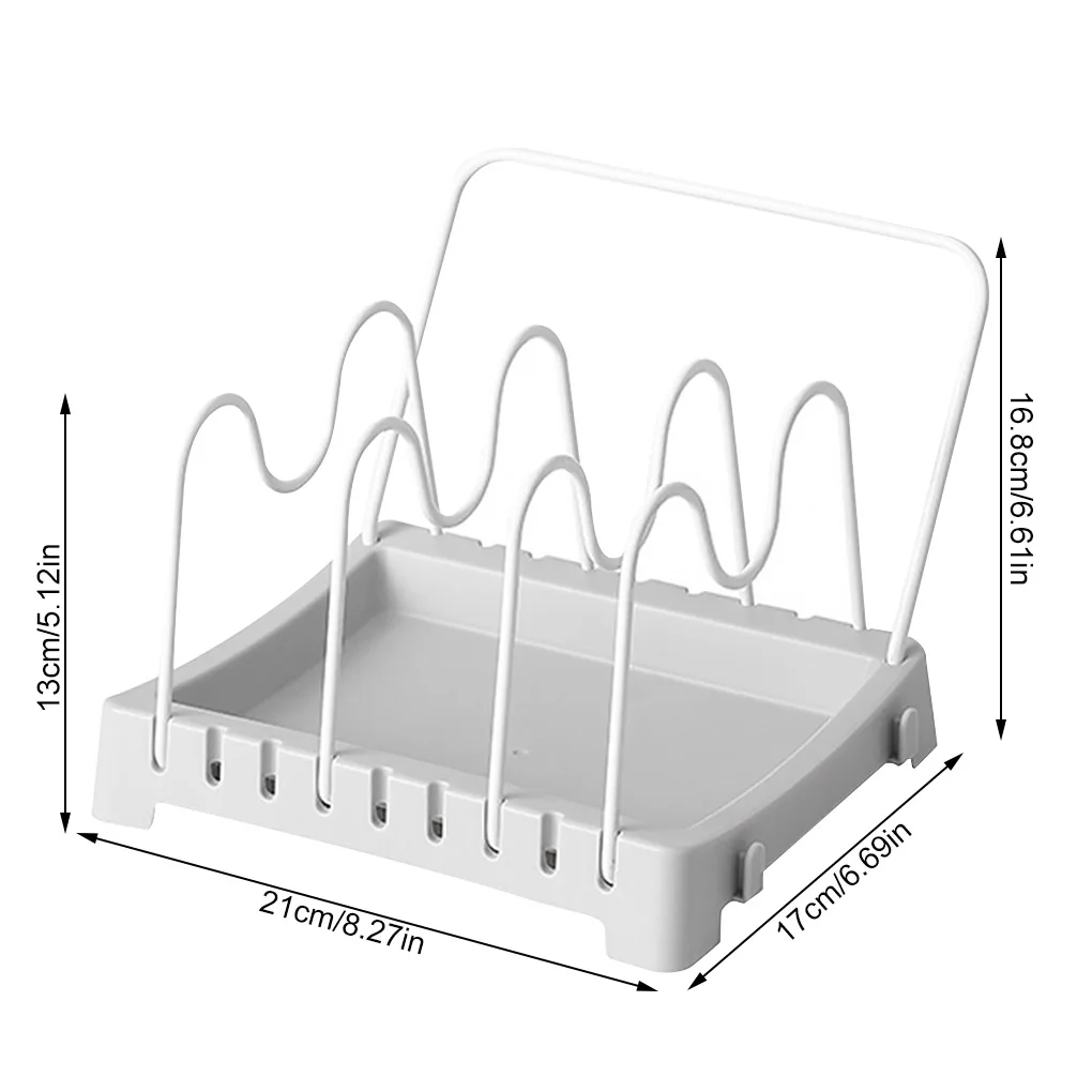 

Kitchen Countertop U-groove Bracket Detachable Adjustable Pot Lid Magazine Storage Rack with Towel Rod